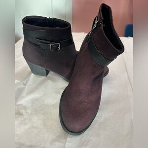 Dexter Women's Ankle Boot Size 7 1/2 Brown Fabric Zippered with Buckle